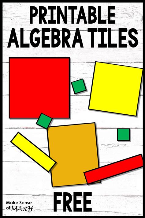 Printable Algebra Tiles